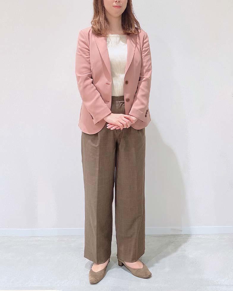 ピンク ブラウンチェックコーデ オーダースーツのkashiyama